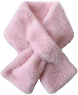 Bufanda cruzada de felpa de piel de conejo sintética gruesa y suave, color sólido, para otoño, invierno, resistente al frío, para mujer, calentador de cuello