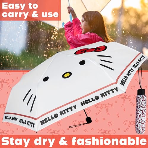 Image of Get Trend Super Mario One Piece Hello Kitty Kids Windproof Travel Umbrella | Strong Folding Compact Umbrellas for Rain, Lightweight, Portable Kids Travel Essentials, Fits Backpack & Car, Gifts for Boys