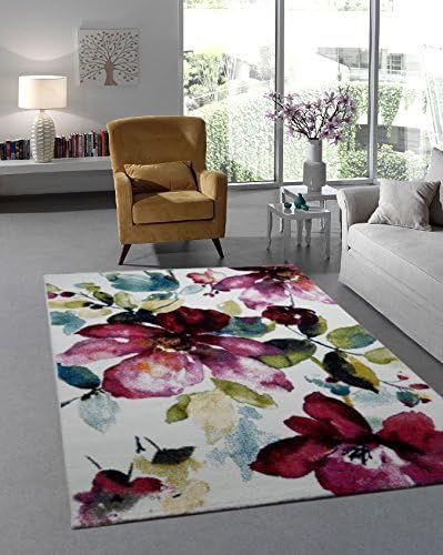 Anka Design Designer Rug Modern Short Pile Rug Floral Pattern Living Room Mats Multicoloured – Non-Toxic -, Polypropylene, pink, 160x230 cm