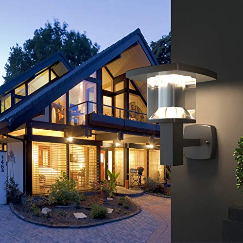 Nbhanyuan Lighting Led Outdoor Wall Light Fixtures Exterior Wall Sconce Stainless Steel Black Finish Weatherproof 3000K Warm Light Front Door Porch Light 110V 1000Lm (A+) #TOP4