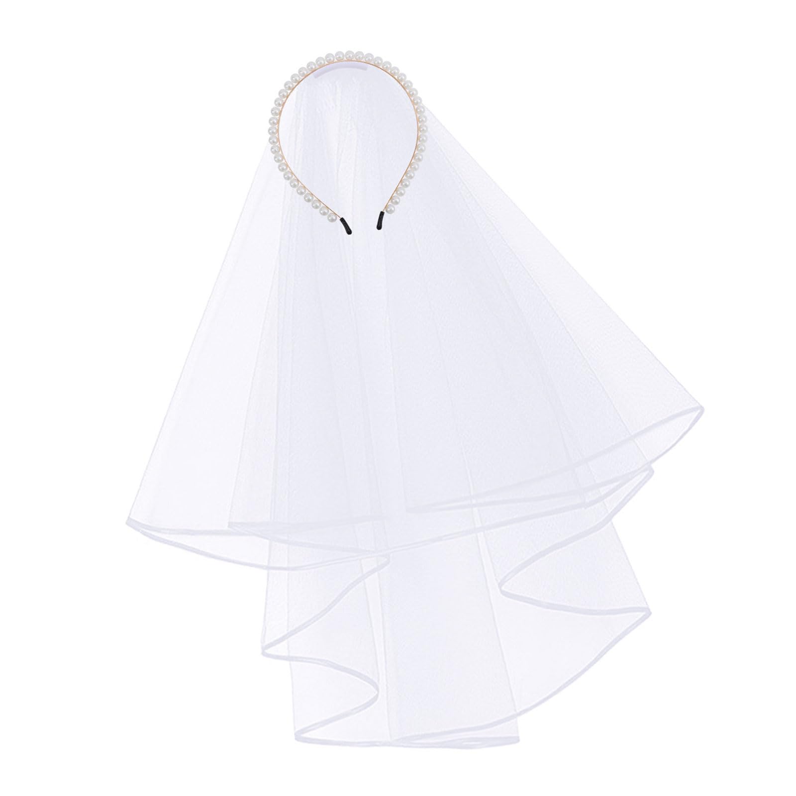 Fentency Elegant Pearls Headband With Veil For Women Bridal Wedding Party Photography Accessories Comfortable And Secure