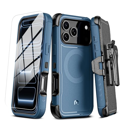 M MYBAT PRO Maverick Series Case for iPhone 17 Pro Max w Belt Clip Holster Blue