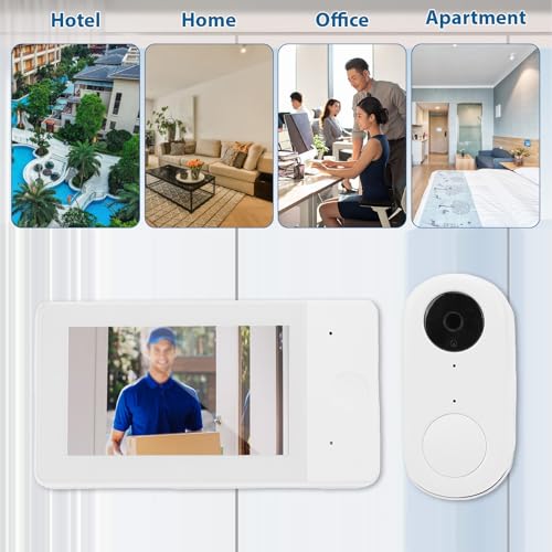 Fabater Wireless Video Doorbell Camera, IP65 Water Proof Door Bell Camera with 4.3 Inch Monitor Screen, 2-Way Audio, Bui - Additional View