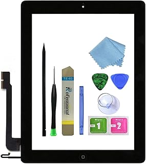 Touch Screen Digitizer Replacement for Black iPad 4 4th Generation A1458 A1459 A1460 Glass Assembly Repair Kit with Frame Bezel,Tools.
