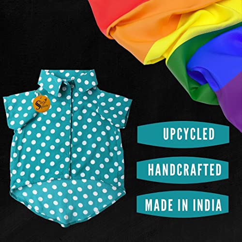Image of Sage Square Funky Soft Material Dog Shirt | Cool /Funky Print Pet | Soft Light Weight | Comfortable & Breathable Dog Clothing | Trendy Vest Outfit (Polka Sky Blue) (Large - 22inch)