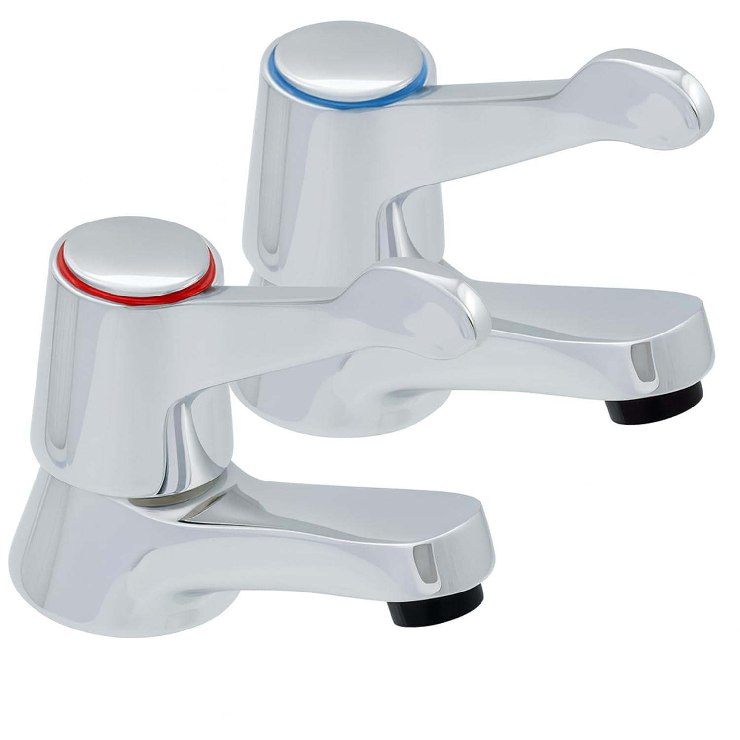 Araya Chrome Pillar Basin & Sink Taps Pair, Bathroom Hot & Cold