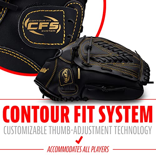 Image of Franklin Sports Baseball and Softball Glove - Field Master - Baseball and Softball Mitt - Adult and Youth Glove - Right Hand Throw - 13 inch - Black /Gold