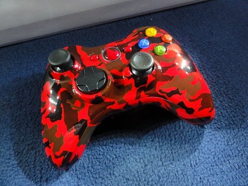 Red Camouflage Xbox 360 Modded Controller (Rapid Fire, Red LEDs) COD Ghosts, Call of Duty Black Ops 2, MW2, MW3, Halo, GTA..more