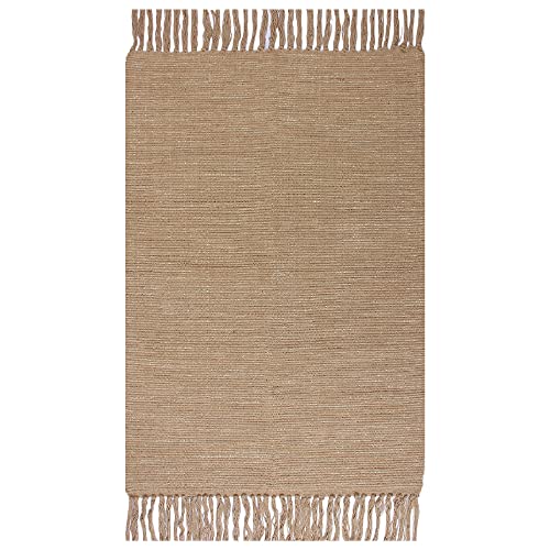Asraie Eco Friendly Hand Woven & Reversible Cotton Ribbed Rag Rug 100% Recycled Cotton Area Rug For Living Room Kitchen Entryway 2X3' (Brown) #TOP5