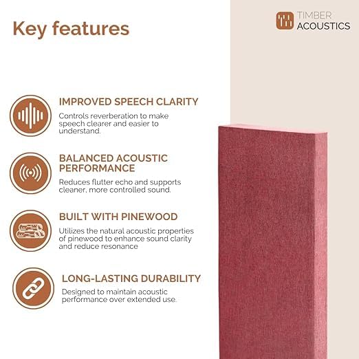 Image of Timber Acoustics | Soundproofing Broadband Absorbers | Rockwool | Pine-wood | Room Acoustics & Soundproofing | 2' x 4' x 5 inch [SET OF 2] NRC > 0.9 (Wine)