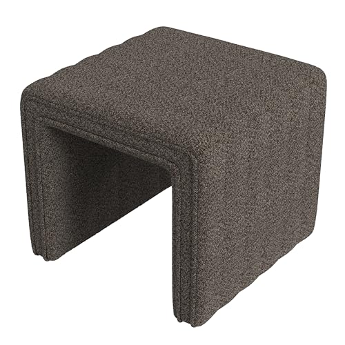 Image of HomePop 19 inch Modern Channel Tufted Ottoman - Dark Brown Boucle