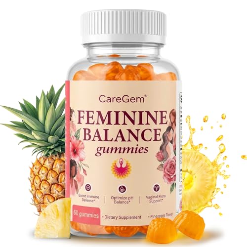 CareGem Feminine Balance Gummies pH Balance for Women & Vaginal Health Pineapple Probiotics with Bacillus Coagulans Odor Control & Flora Support 60 Gummies