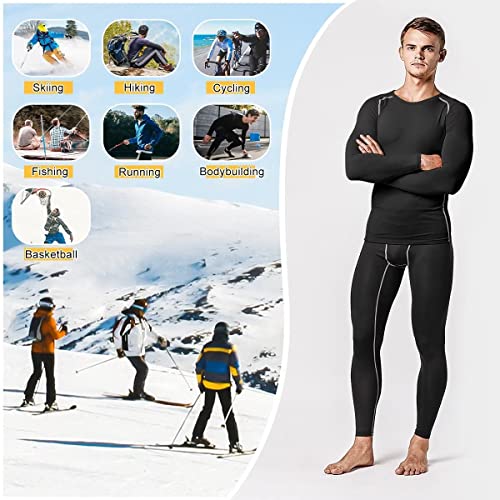 Thermal Shirts For Men Long Sleeve Fleece Cycling Ski Base Layer Men Cold Weather Compression Shirts For Men Running Hiking Hunting Thermals Underwear Tops,Quick Dry Moisture Wicking 3235 Black L #TOP4
