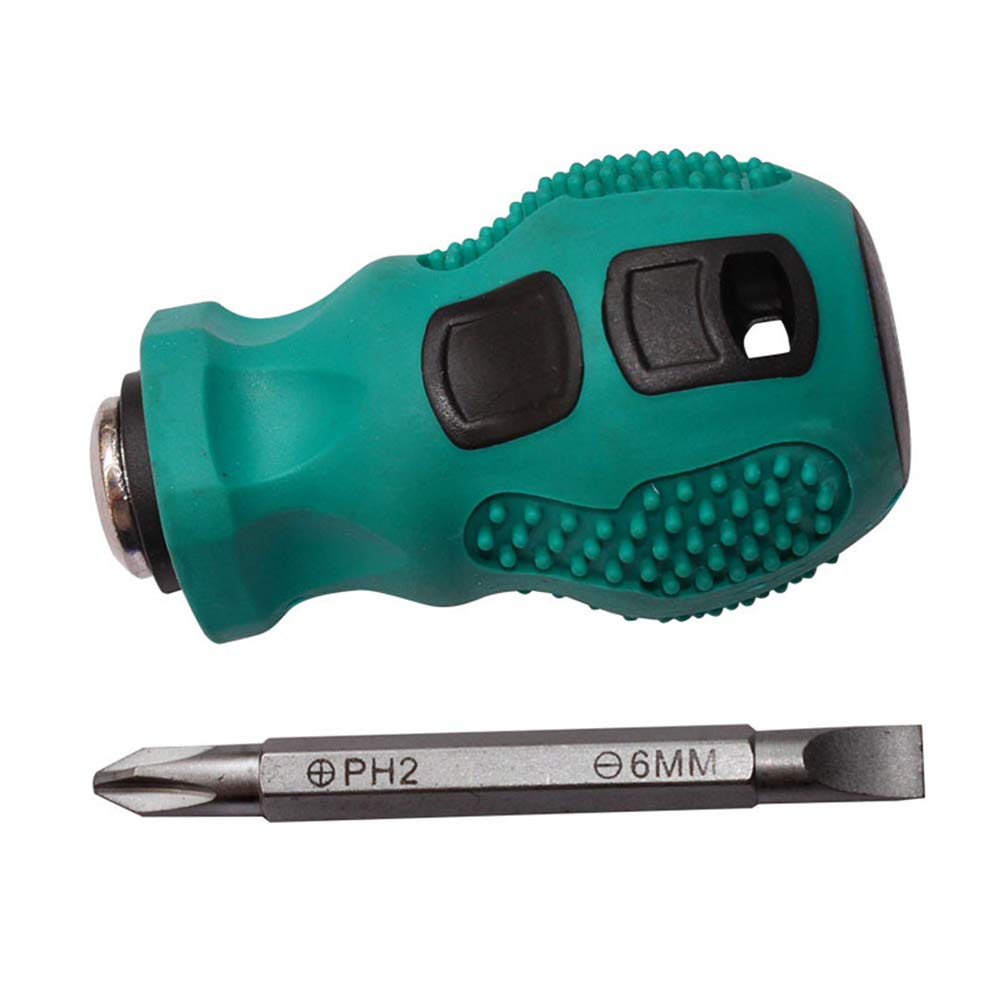 WFZ17 Stubby Screwdriver,Dual-purpose Slotted Cross Stubby Screwdriver Magnetic Short Repair Hand Tool