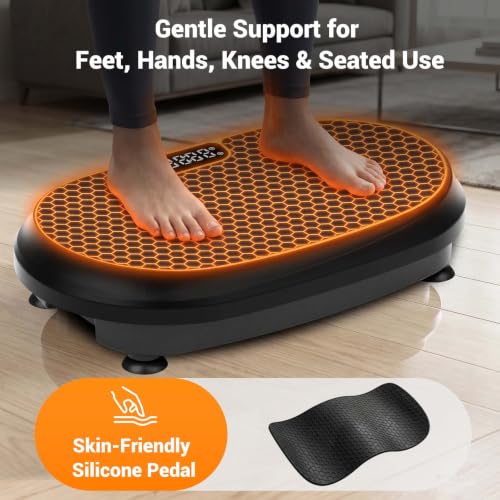 Image of Homesy Vibration Plate Exercise Machine for Lymphatic Drainage | Includes Resistance Bands and Remote, LED display, Anti-slip Suction Cups, Fat Burning, Compact for Home Workouts