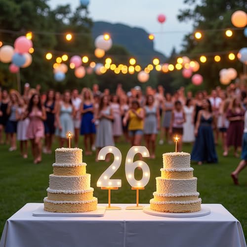 Image of LED Light Up Numbers, Marquee Number Sign for 26th Birthday Decor(26) | Battery Powered LED Lighted Numbers, Marquee Light Up Sign for Birthday Party Centerpieces Home Wall Decor Night Light