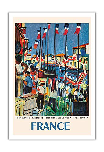 Pacifica Island Art - France - Les Joutes a Sète, Hérault - Affiche de Voyage du Monde de François Desnoyer c.1960s - Fine Art Print - 76 x 112 cm