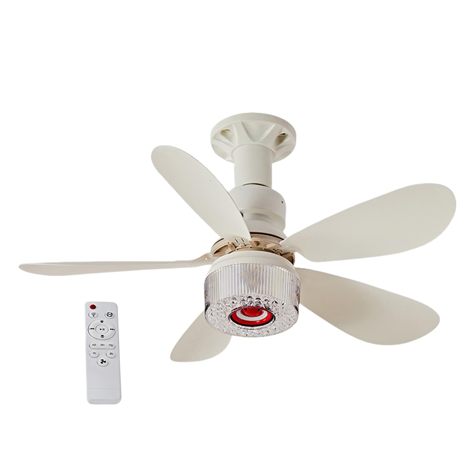 HTU RGB Ceiling Fans with Lights and Remote, 3 in 1 RGB Music Ceiling Fan Lamp with BT Speaker, Small Fans Lights Timing Quiet Fan Light for Bedroom/Living Room/Kitchen/Indoor-40w White