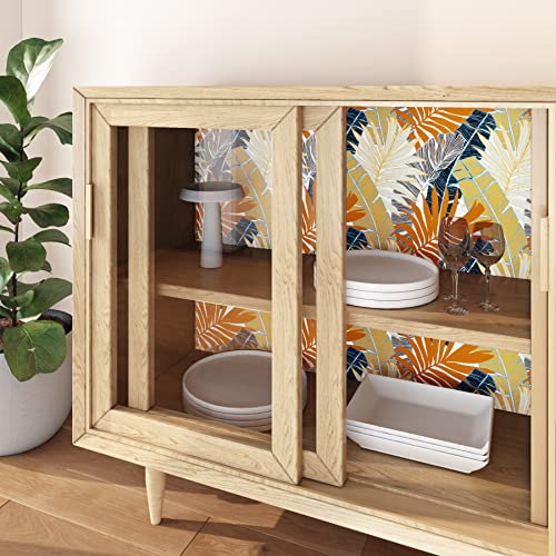 Rewallpaper Boho Leaf Wallpaper Tropical Peel And Stick Paper Banana Leaves Removable Contact Paper For Furniture Bathroom Walls Bedroom Diy Nature Tan Palm Plant White Waterproof Vinyl 17.5In×10Ft #TOP3