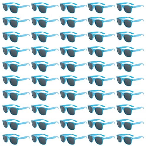 Image of 50 /100 Pack Bulk Sunglasses for Adult Retro 70s 90s Cheap Glasses UV400 Protection (50Skyblue)