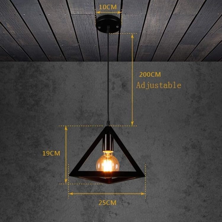 Image of JACKAL Vintage Triangle Metal Pendant Light (Pack of 2) with Bulbs | Hanging Ceiling Lights with Braided Cord for Home, Living Room, Cafe, Restaurant & Bar