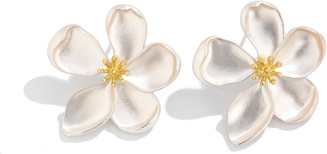 Flower Earrings for Women Big Statement Earrings for Women Floral Earrings Daisy Earrings Pink Orange Black White Flower Stud Earrings Summer Spring Fancy Jewelry - Image 9