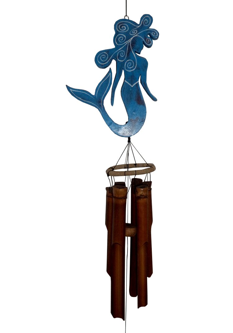 Cohasset Gifts 210B Carillon à Vent sirène en Bambou Vieilli Bleu Clair