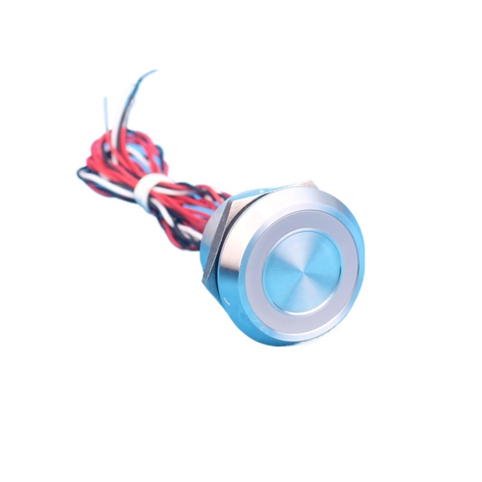 25mm Momentary Ring Led Light Stainless Steel Switch Normally Open IP68 Chamfer Head Factory Offer Wired Piezo Switch IDGTTLDF(12V RG Com Positive)