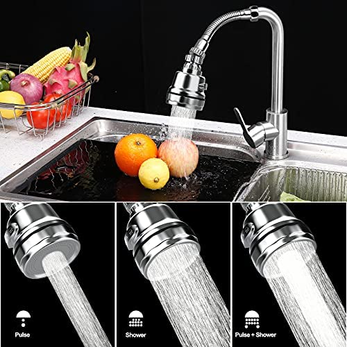 Rovtop 2 Pcs Kitchen Sink Aerators with Hose, 3 Modes Adjustment Faucet Sprayer Attachment, 360° Rotatable Anti-Splash Water Saving Tap Kitchen Faucet Head, Faucet Aerator Booster Shower Water Saving
