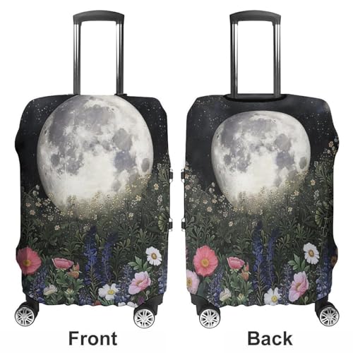 Moon Night Garden Flowers Travel Suitcase Protector Luggage Cover Protective Washable Anti-scratch Baggage Cover3
