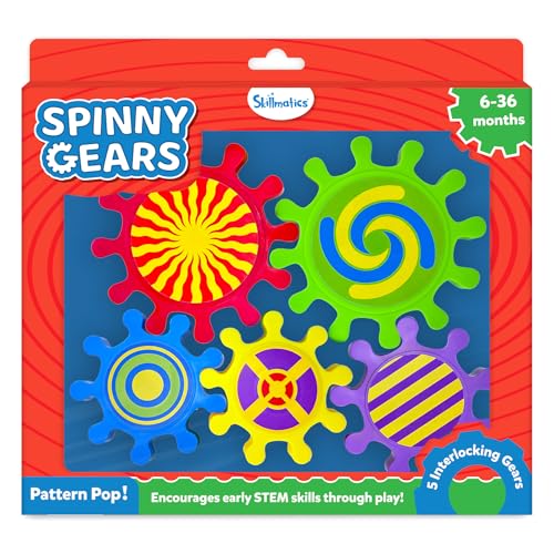 Image of Skillmatics Spinny Gears for Babies - Fun Interlocking Suction Gears for Babies - Sensory & Fine Motor Activity Toy for Window, Table & Bath, Travel Toy for Toddlers 6-36 Months (Set of 5)