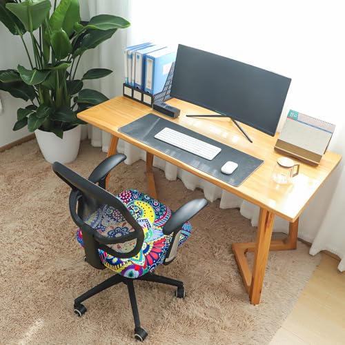 Image of FORCHEER Office Chair Seat Cover 19x19 inch Printed Stretchable Small Fitted Computer Desk Chair Seat Cushion Slipcover-Boho