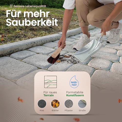 Novaliv 4X Kehrblech Set Kehrblechgarnitur Handfeger Arenga & ELASTONBORSTEN Kehrblech Metall Silber verzinkt Kehrblechbesen Handkehrset Kehrblechset Kehrschaufel Besen Feger und Kehrblech – Bild 7