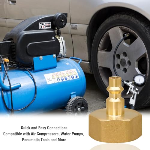 Image of RV Air Blowout Adapter, 3 /4 GHT Female Fitting with Quick Connect | For Air Compressor /Camper Water Line /Garden Hose /sprinkler lines, Brass, Precision Thread, Quick And Easy Connections, 2 PACK