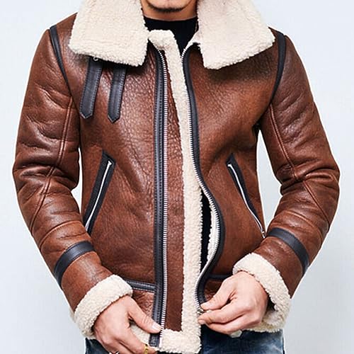 Chaqueta de cuero sintético con forro Sherpa para hombre miniatura 2