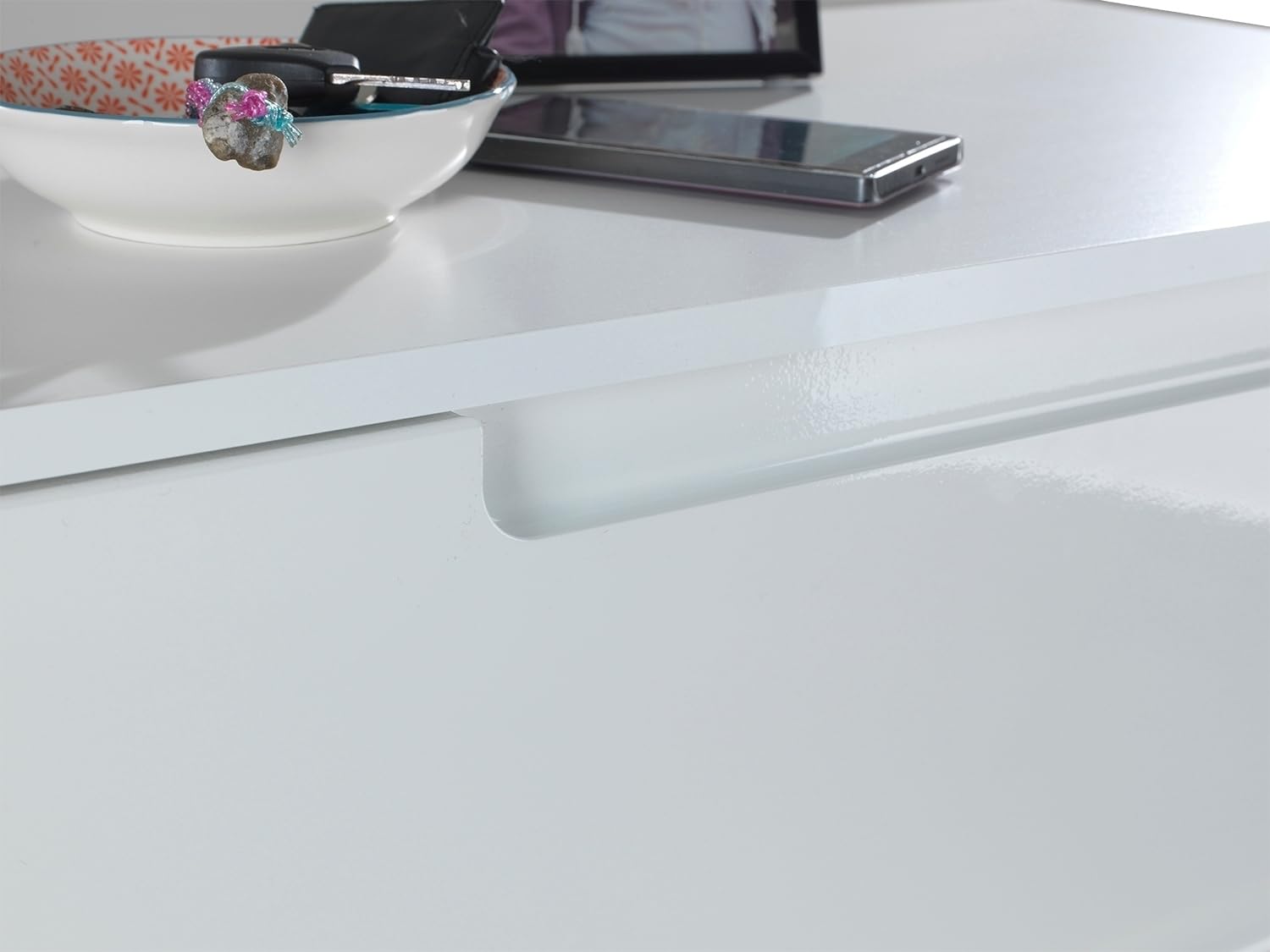 Stella Trading Spice Miroir Mural En Blanc Brillant - Miroir Rectangulaire Pour L'entrée - 70 X 90 X 2 Cm