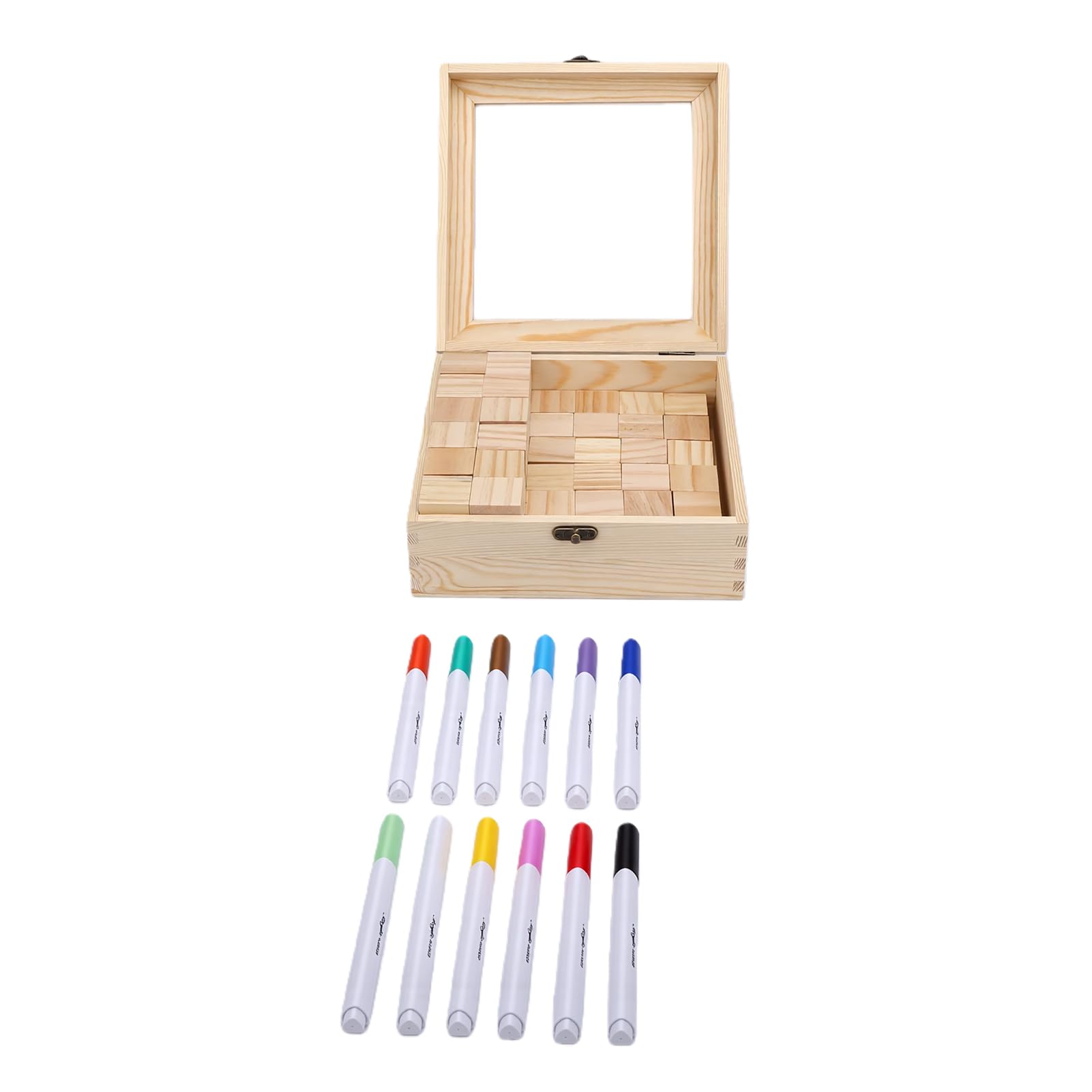 Set da Gioco per Baby Shower per Divertimento Decorativo Creativo con 48 Blocchi di Legno e 12 Pennarelli per Feste di Rivelazione del Bambino e del Genere