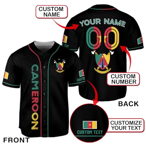 Camiseta de béisbol personalizada de Camerún para hombre, camiseta de Camerún para hombre, fútbol de Camerún, camiseta de béisbol de Camerún miniatura 3