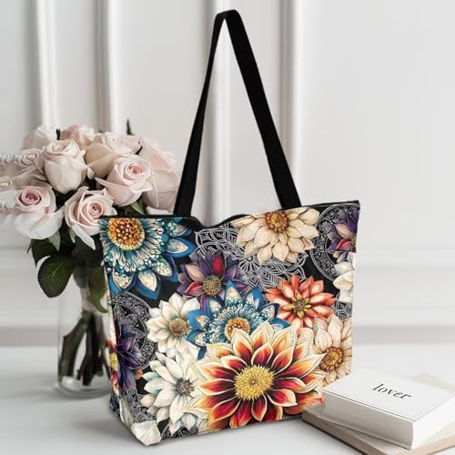 Tote Paper Bag USA Flag Shoulder Bag with Zippers, Jeans Pocket Puppy Large Shopping Beach Bags Handle Book Tote2