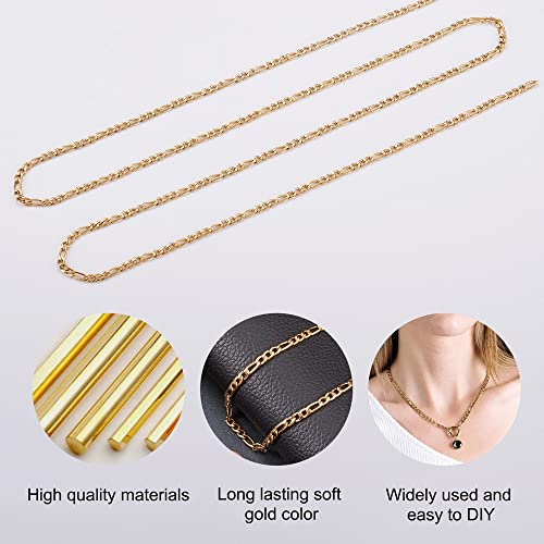32.8 Feet 304 Stainless Steel Figaro Chains Ion Golden Plated Unwelded Curb Chains Drawn Elongated Cable Chains With Plastic Spool For Bracelets Necklaces Anklets Diy Jewelry Making #TOP3