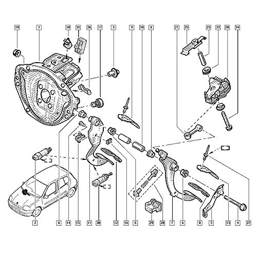 GoolRC Kit de conexão de pedal de embreagem compatível com Renault Clio II Campus Twingo II Kangoo I