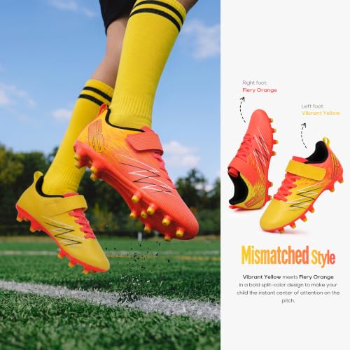 Image of brooman Kids Firm Ground Soccer Cleats Boys Girls Football Cleats with Soccer Socks