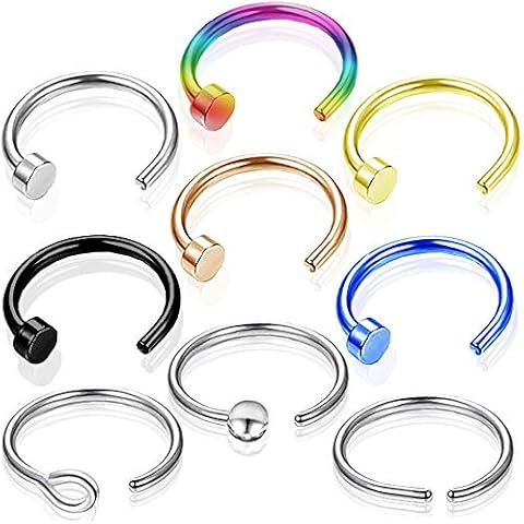 Nose Ring Hoop 18G Hoop Nose Rings for Women Nose Hoops Piercing Jewelry Hypoallergenic Surgical Steel(18g, style4-Dia 10mm) Cover