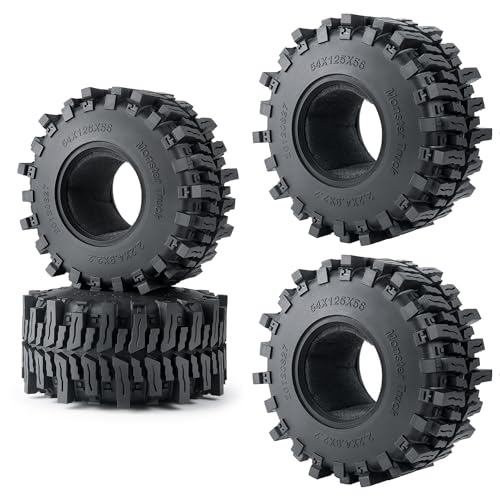 Zolikar 4PCS RC Rubber 2.2 Crawler Tires 125MM with Foam Insert for 1/10 Scale SCX10 AXI03004 RC Crawler Car Accessories