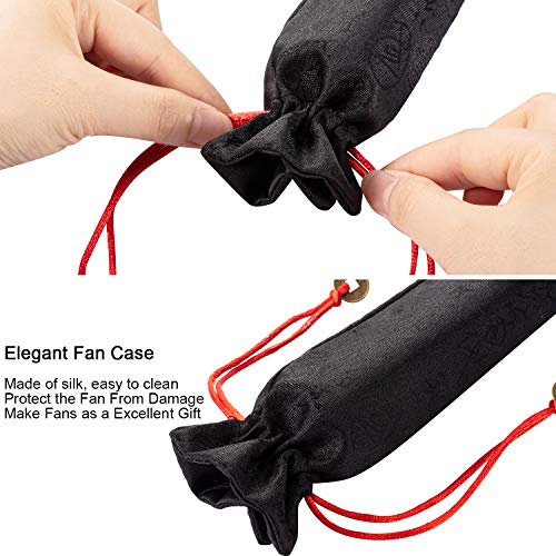 Große Faltbare Seide Hand Fächer - Chinese Tai Chi Fächer für Männer und Frauen - Leistung, Tanz, Dekorationen, Festival, Geschenk (Schwarz, 2)