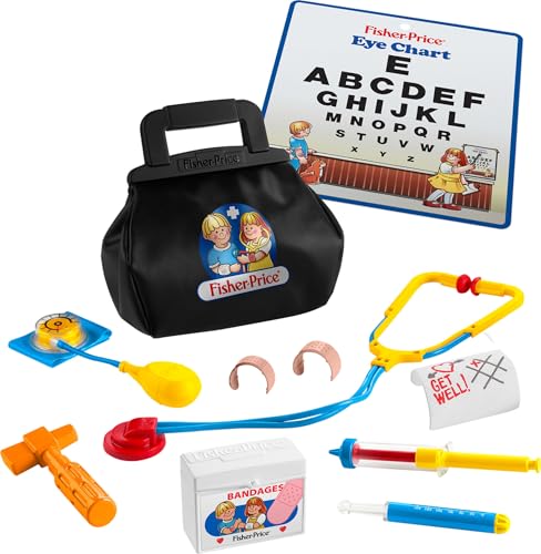 Fisher-Price Preschool Toy 1988 Medical Kit 11-Piece Retro Doctor Bag & Tools Set for Pretend Play Kids Ages 3+ Years (Amazon Exclusive)
