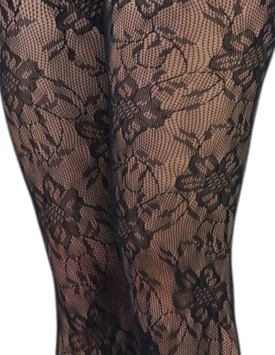 Image of ToBeInStyle Women's Elegant Floral Lace Inspired Spandex Net Full Length Tights