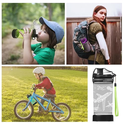 OkiyiD Airplane Water Bottle, Airplane Theme Light Up Sport Cup with 3D Glowing LED Aircraft Light, 14 OZ Tritan BPA Free - Image 3