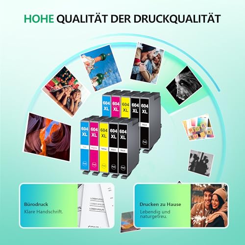 NewLift 604XL Druckerpatronen kompatibel für Epson 604 604XL Patronen Multipack für Expression Home XP-2205 XP-3200 XP-4200 XP-3205 Workforce WF-2910 WF-2930 WF-2950 (10er-Pack)