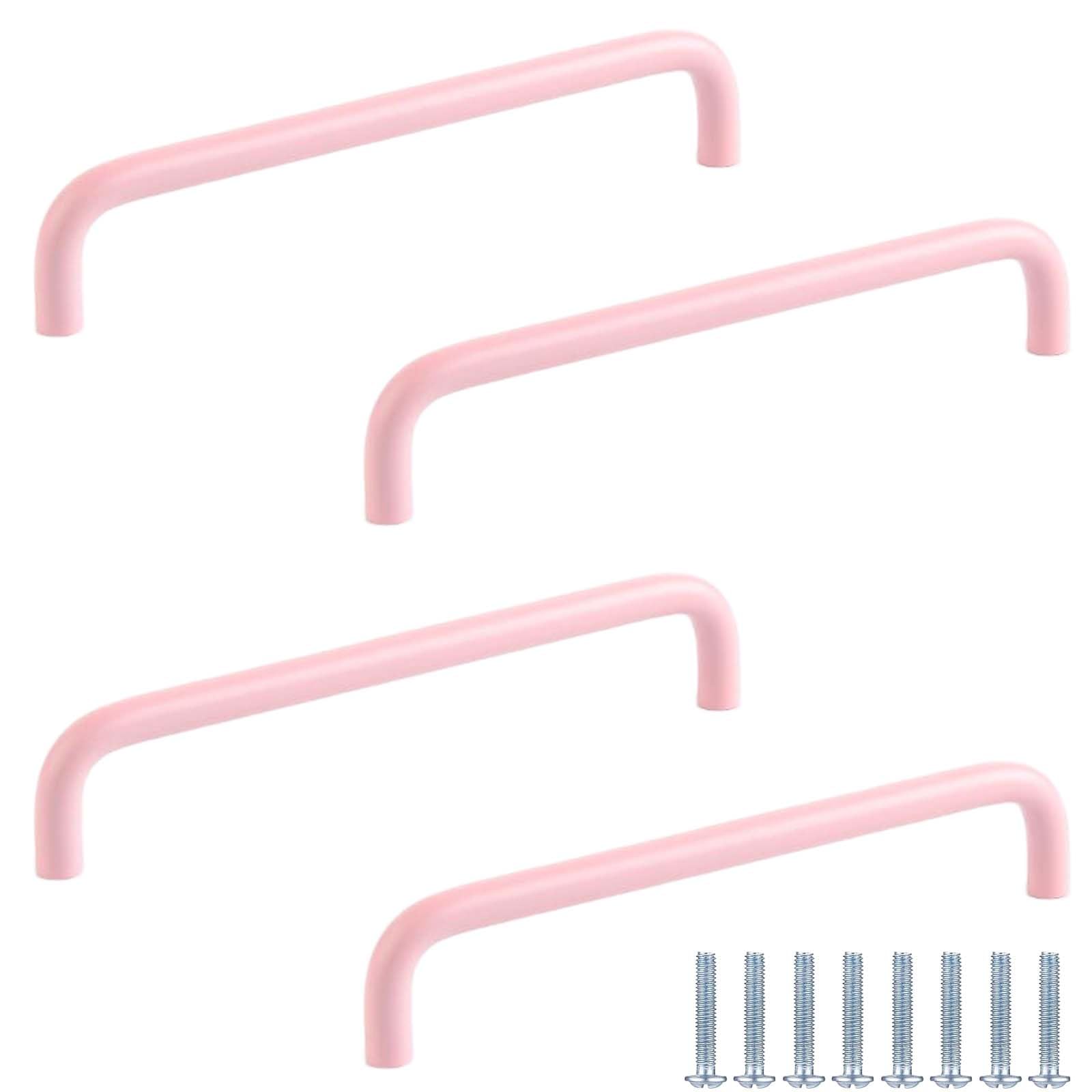 Poignées de tiroir roses lot de 4 design moderne entraxe 160 mm pour meuble